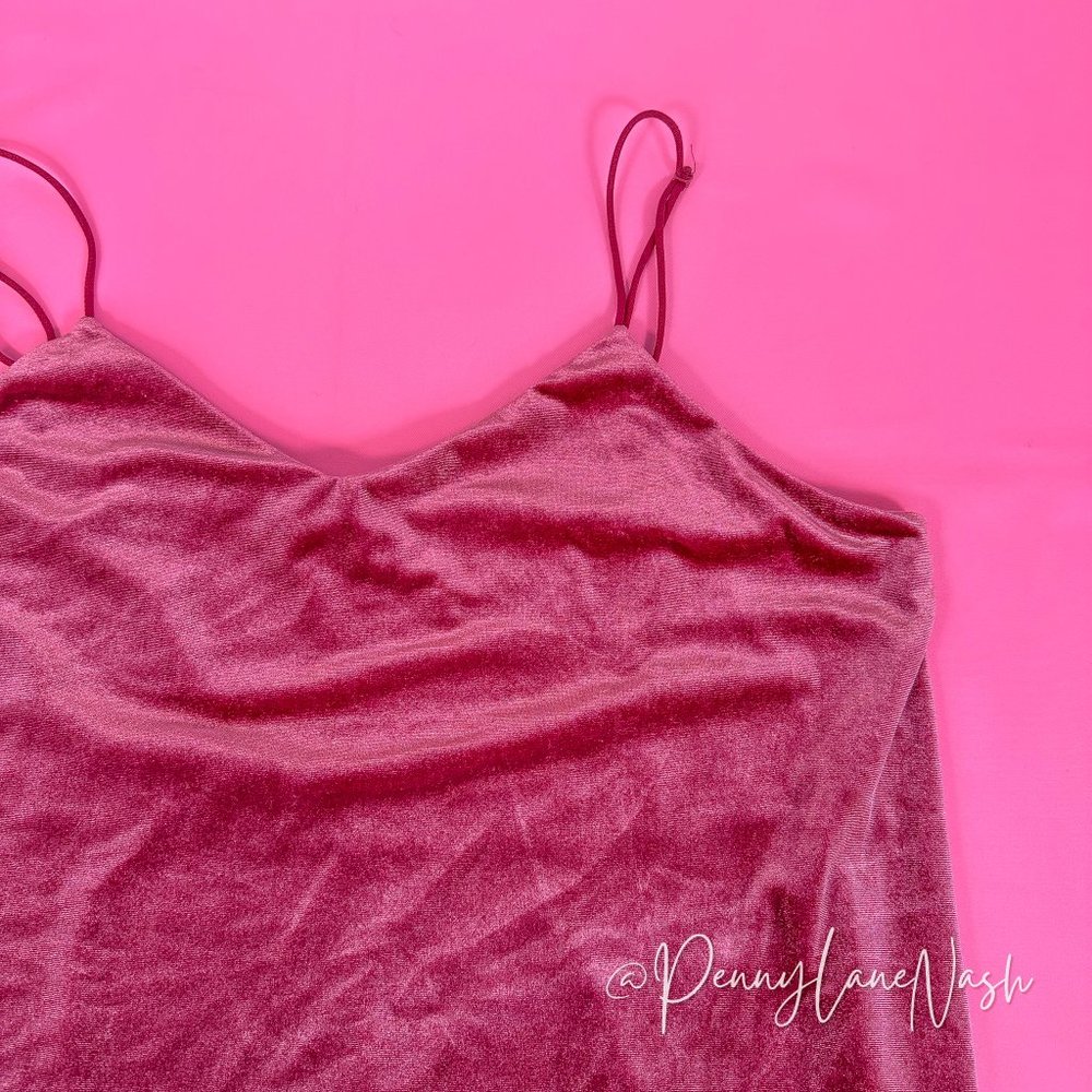 A New Day V Neck Velvet Camisole Tank Pink - Picture 2 of 6